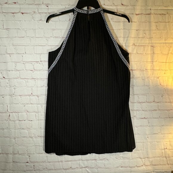 BCBGMax Azria Women's Striped Eyelet Halter Dress, Black Size M With Imperfectio - Picture 6 of 13